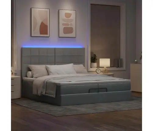 Ottomani Voodiraam Madratsitega, Helehall, 200X200cm Kangas