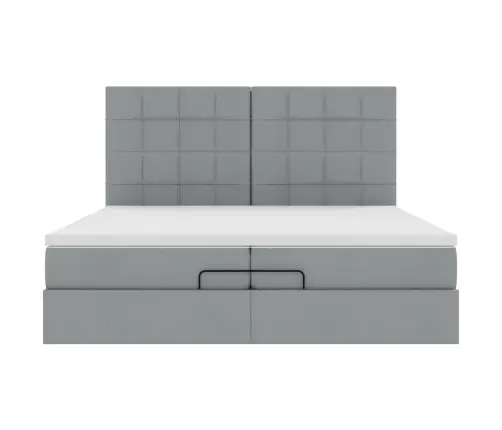 Ottomani Voodiraam Madratsitega, Helehall, 200X200cm Kangas