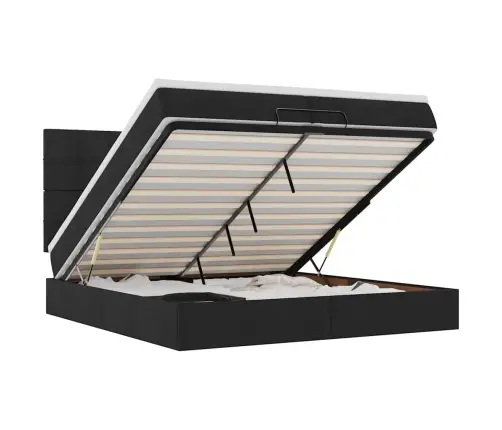 Osmaņu Gultas Rāmis Ar Matračiem Melns 200X200Cm Audums Vidaxl