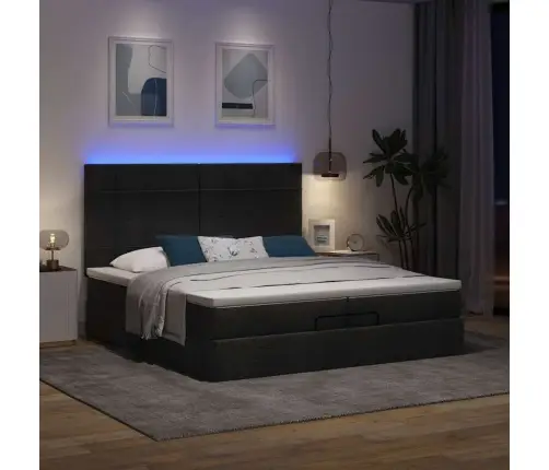 Osmaņu Gultas Rāmis Ar Matračiem Melns 200X200Cm Audums Vidaxl