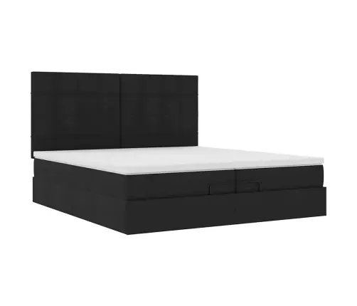 Osmaņu Gultas Rāmis Ar Matračiem Melns 200X200Cm Audums Vidaxl