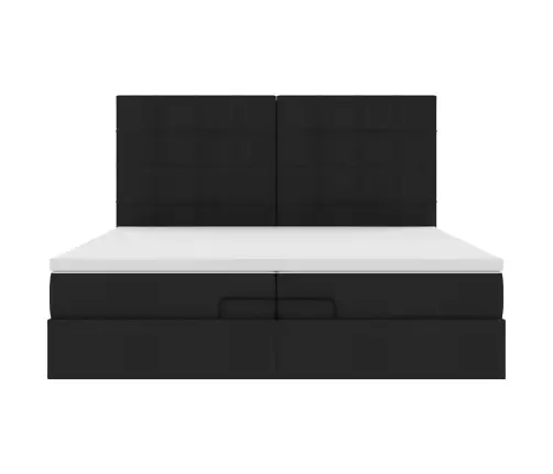 Osmaņu Gultas Rāmis Ar Matračiem Melns 200X200Cm Audums Vidaxl