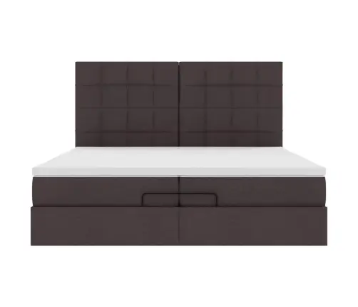 Osmaņu Gultas Rāmis Ar Matračiem Tumši Brūns 200X200Cm Audums Vidaxl