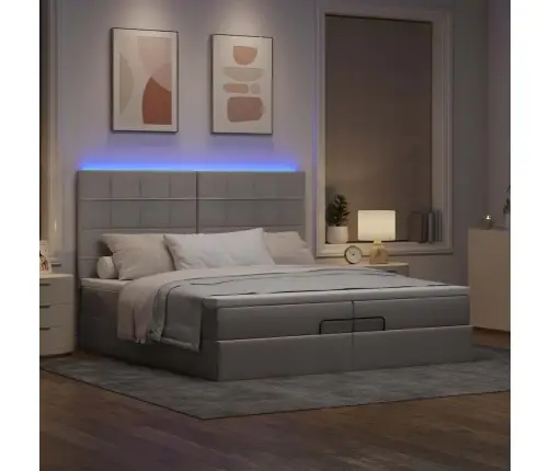 Osmaņu Gultas Rāmis Ar Matračiem Pelēkbrūns 200X200Cm Audums Vidaxl