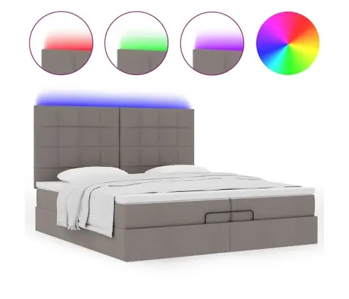 Osmaņu Gultas Rāmis Ar Matračiem Pelēkbrūns 200X200Cm Audums Vidaxl