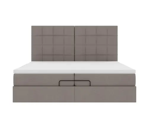 Osmaņu Gultas Rāmis Ar Matračiem Pelēkbrūns 200X200Cm Audums Vidaxl