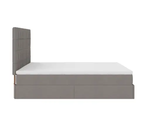 Osmaņu Gultas Rāmis Ar Matračiem Pelēkbrūns 200X200Cm Audums Vidaxl