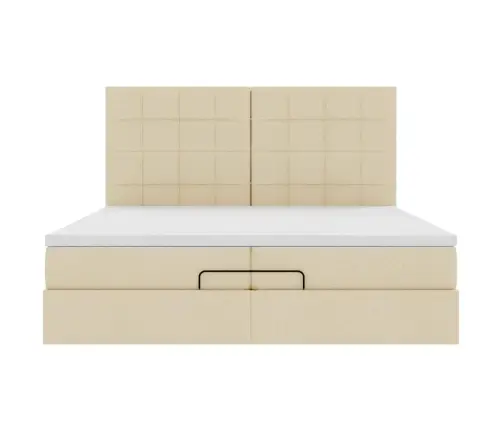 Ottomani Voodiraam Madratsitega, Kreemjas, 200X200cm Kangas