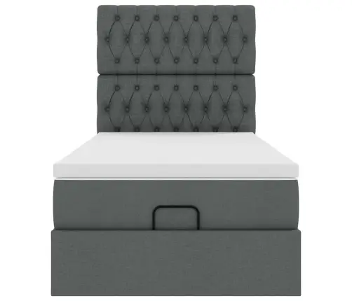 Osmaņu Gulta Ar Matraci & Leds, Tumši Pelēks, 80X200 Cm, Audums Vidaxl