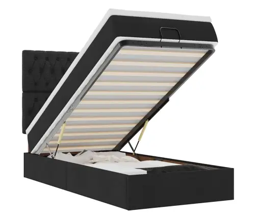 Ottomani Voodi Madratsi Ja Led, Must, 80X200cm Kangas