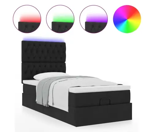 Ottomani Voodi Madratsi Ja Led, Must, 80X200cm Kangas