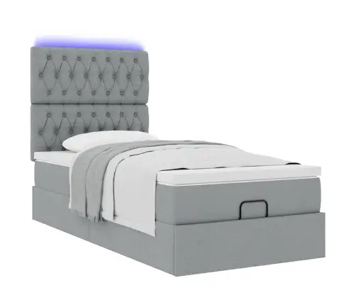 Osmanų Lovos Rėmas Su Čiužiniu, Pilkas, 90X190cm Audinys