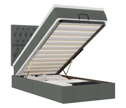 Ottomani Voodiraam Madratsiga, Tumehall, 90X190cm Kangas