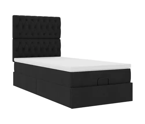 Osmaņu Gultas Rāmis Ar Matrača Melns 90X190 Cm Audums Vidaxl