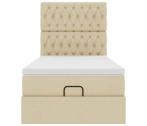 Osmaņu Gultas Rāmis Ar Matrača Krēma 90X190 Cm Audums Vidaxl