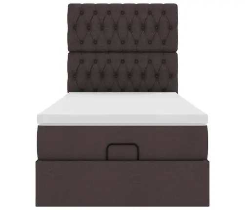 Osmaņu Gulta Ar Matraci&Leds, Tumši Brūns, 90X200 Cm, Audums Vidaxl