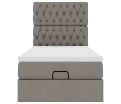 Ottomani Voodi Madratsiga&Led, Pruunikashall, 90X200 cm Kangas