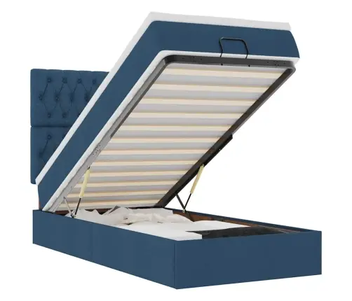 Osmaņu Gulta Ar Matraci & Leds, Zils, 90X200 Cm, Audums Vidaxl