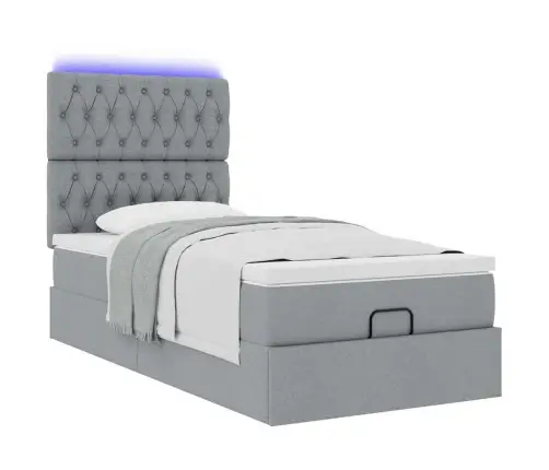 Osmanų Lovos Rėmas Su Čiužiniu, Pilkas, 100X200cm Audinys