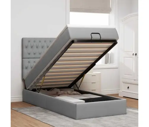 Osmanų Lovos Rėmas Su Čiužiniu, Pilkas, 100X200cm Audinys