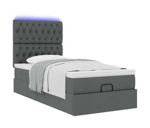 Osmaņu Gultas Rāmis Ar Matrača Tumši Pelēks 100X200 Cm Audums Vidaxl