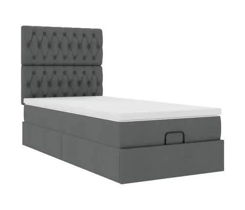 Osmaņu Gultas Rāmis Ar Matrača Tumši Pelēks 100X200 Cm Audums Vidaxl