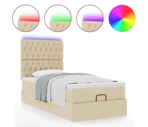 Osmaņu Gultas Rāmis Ar Matrača Krēma 100X200 Cm Audums Vidaxl