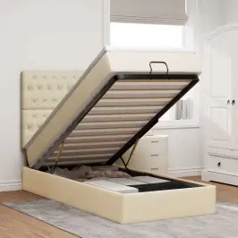 Osmaņu Gultas Rāmis Ar Matrača Krēma 100X200 Cm Audums Vidaxl