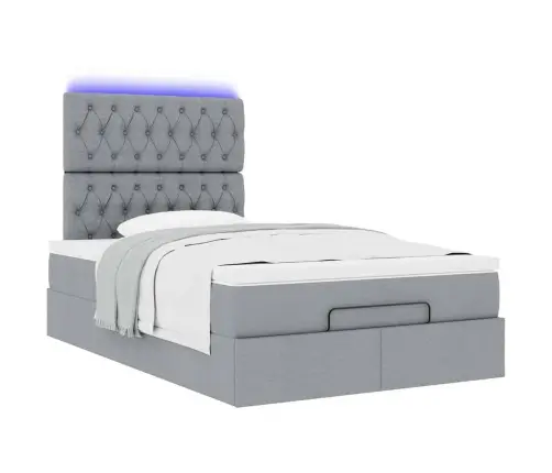 Ottomani Voodiraam Madratsiga, Helehall, 120X190 cm Kangas