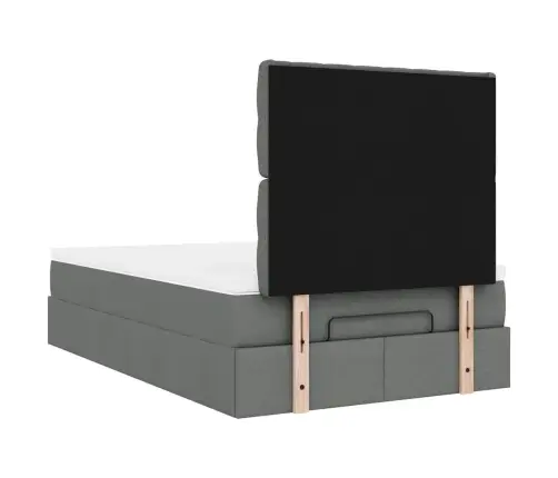 Ottomani Voodi Madratsiga Ja Led, Tumehall, 120X190 cm Kangas