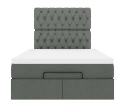 Ottomani Voodi Madratsiga Ja Led, Tumehall, 120X190 cm Kangas