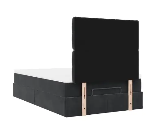 Ottomani Voodi Madratsi Ja Led, Must, 120X190 cm Kangas