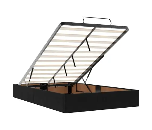 Ottomani Voodi Madratsi Ja Led, Must, 120X190 cm Kangas