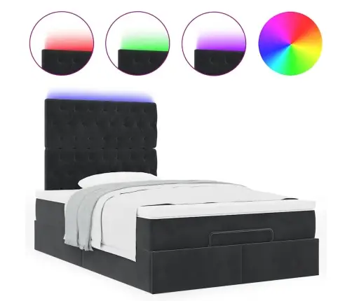 Ottomani Voodi Madratsi Ja Led, Must, 120X190 cm Kangas