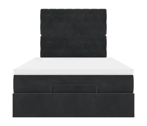 Ottomani Voodi Madratsi Ja Led, Must, 120X190 cm Kangas