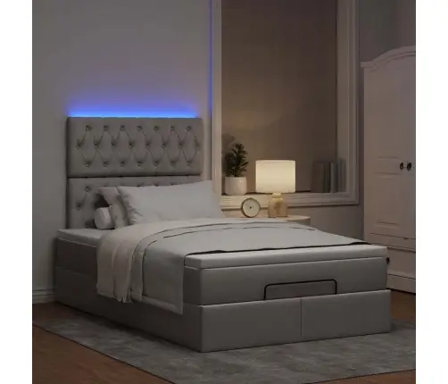 Osmaņu Gulta Ar Matraci&Leds, Pelēkbrūns, 120X190 Cm, Audums Vidaxl