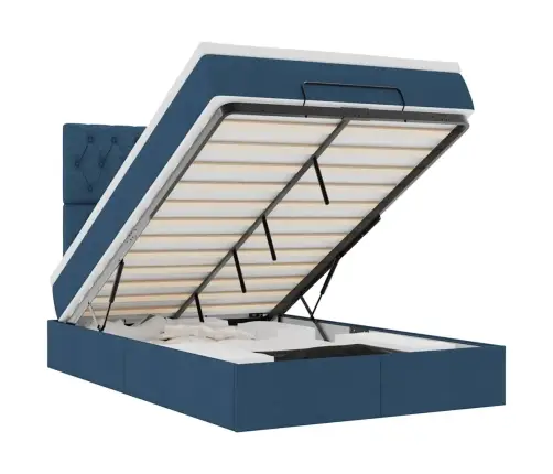 Osmaņu Gulta Ar Matraci&Leds, Zils, 120X190 Cm, Audums Vidaxl