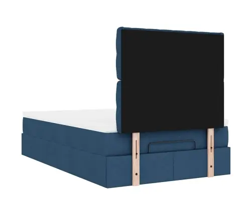 Osmaņu Gulta Ar Matraci&Leds, Zils, 120X190 Cm, Audums Vidaxl