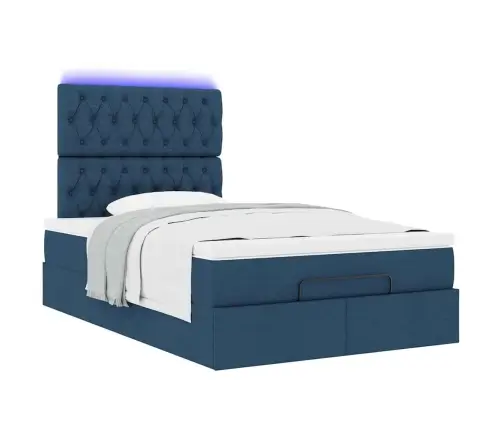 Osmaņu Gulta Ar Matraci&Leds, Zils, 120X190 Cm, Audums Vidaxl