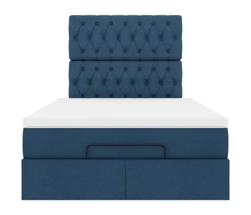 Osmaņu Gulta Ar Matraci&Leds, Zils, 120X190 Cm, Audums Vidaxl