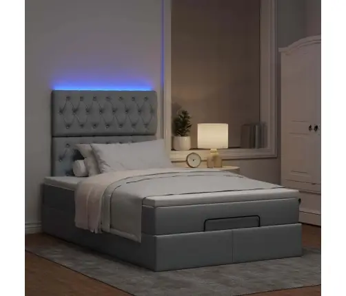 Ottomani Voodiraam Madratsiga, Helehall, 120X200cm Kangas