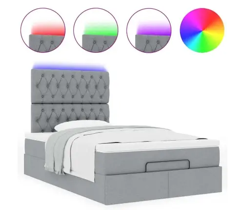 Ottomani Voodiraam Madratsiga, Helehall, 120X200cm Kangas