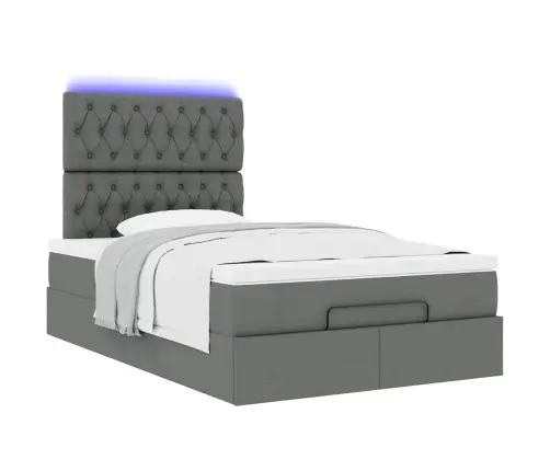 Osmaņu Gulta Ar Matraci&Leds, Tumši Pelēks, 120X200 Cm, Audums Vidaxl