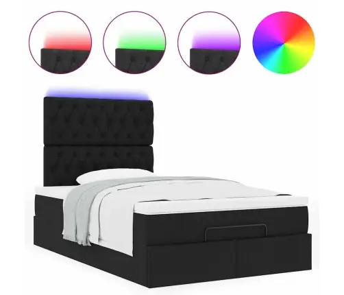 Ottomani Voodiraam Madratsiga, Must, 120X200cm Kangas