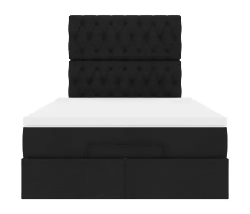 Ottomani Voodiraam Madratsiga, Must, 120X200cm Kangas