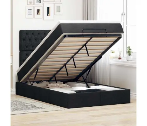 Ottomani Voodiraam Madratsiga, Must, 120X200cm Kangas