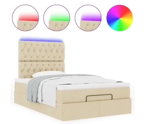 Osmanų Lovos Rėmas Su Čiužiniu, Kreminis, 120X200cm Audinys