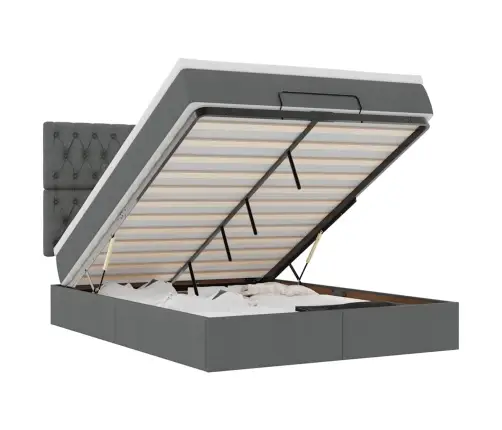 Osmaņu Gulta Ar Matraci&Leds, Tumši Pelēks, 140X190 Cm, Audums Vidaxl