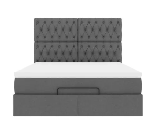 Osmaņu Gulta Ar Matraci&Leds, Tumši Pelēks, 140X190 Cm, Audums Vidaxl