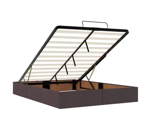 Osmaņu Gulta Ar Matraci&Leds, Tumši Brūns, 140X190 Cm, Audums Vidaxl